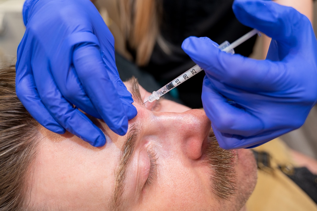 Patient receiving botox injection